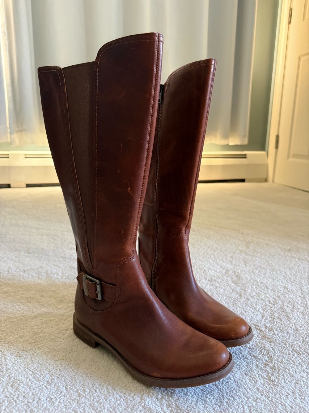Timberland Tall Leather Over-the-Knee Boots in Chestnut Brown